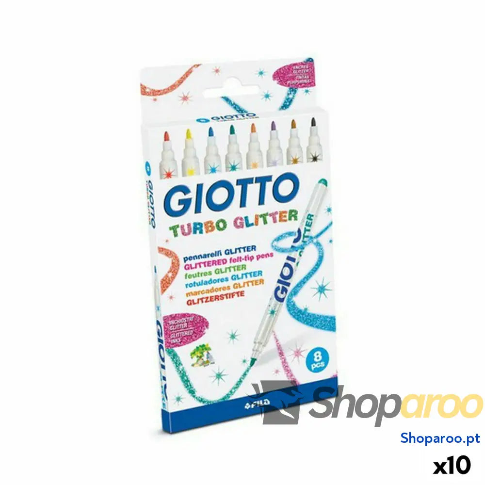 Conjunto de Canetas de Feltro Giotto Turbo Glitter Multicolor (10 Unidades)