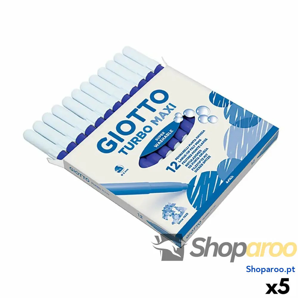 Conjunto de Canetas de Feltro Giotto Turbo Maxi Azul (5 Unidades)