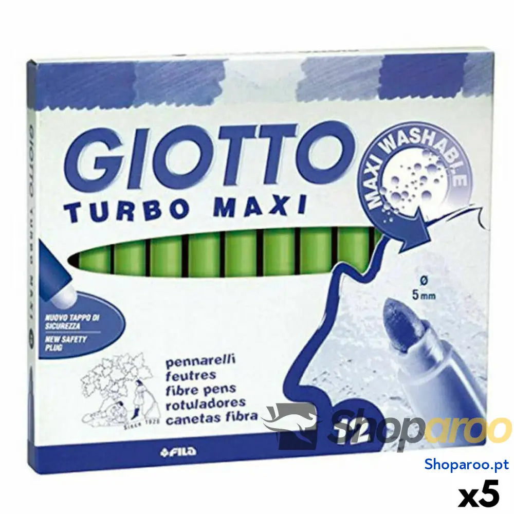 Conjunto de Canetas de Feltro Giotto Turbo Maxi Verde Claro (5 Unidades)