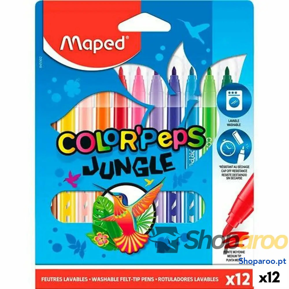 Conjunto de Canetas Feltro Maped COLOR´PEPS JUNGLE Multicolor 12 Peças (12 Unidades)