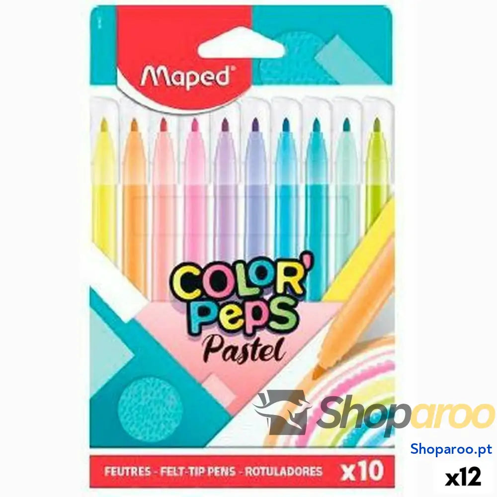 Conjunto de Canetas Feltro Maped Color’ Peps Multicolor 10 Peças (12 Unidades)