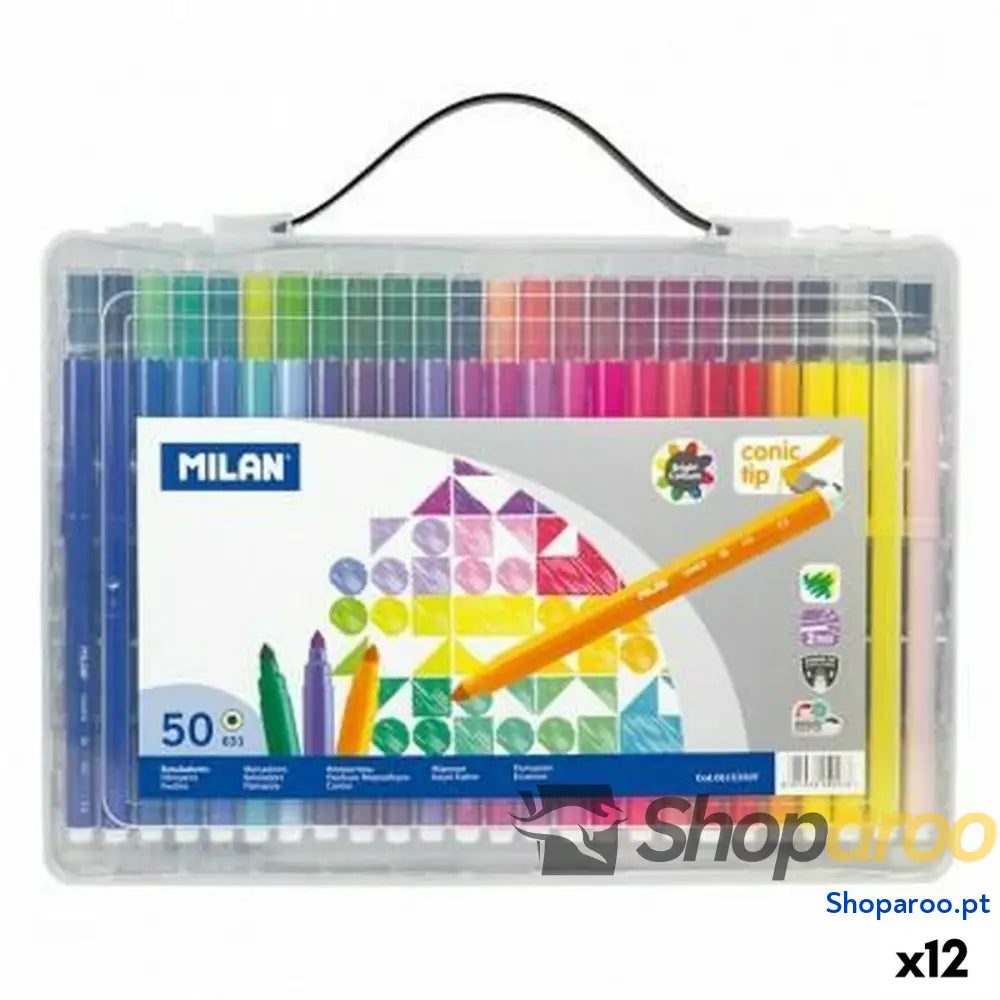 Conjunto de Canetas de Feltro Milan Conic Multicolor 50 Peças (12 Unidades)