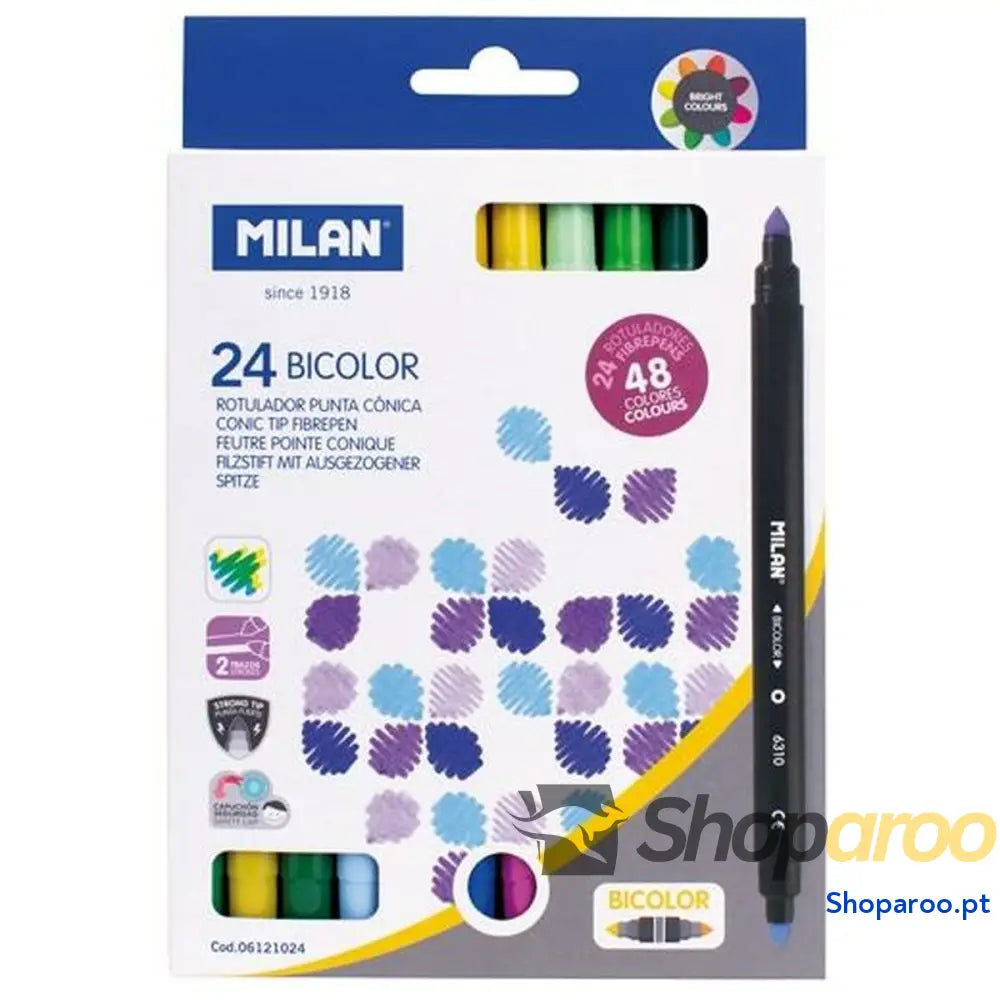 Conjunto de Canetas Feltro Milan Duas cores 24 Peças Multicolor