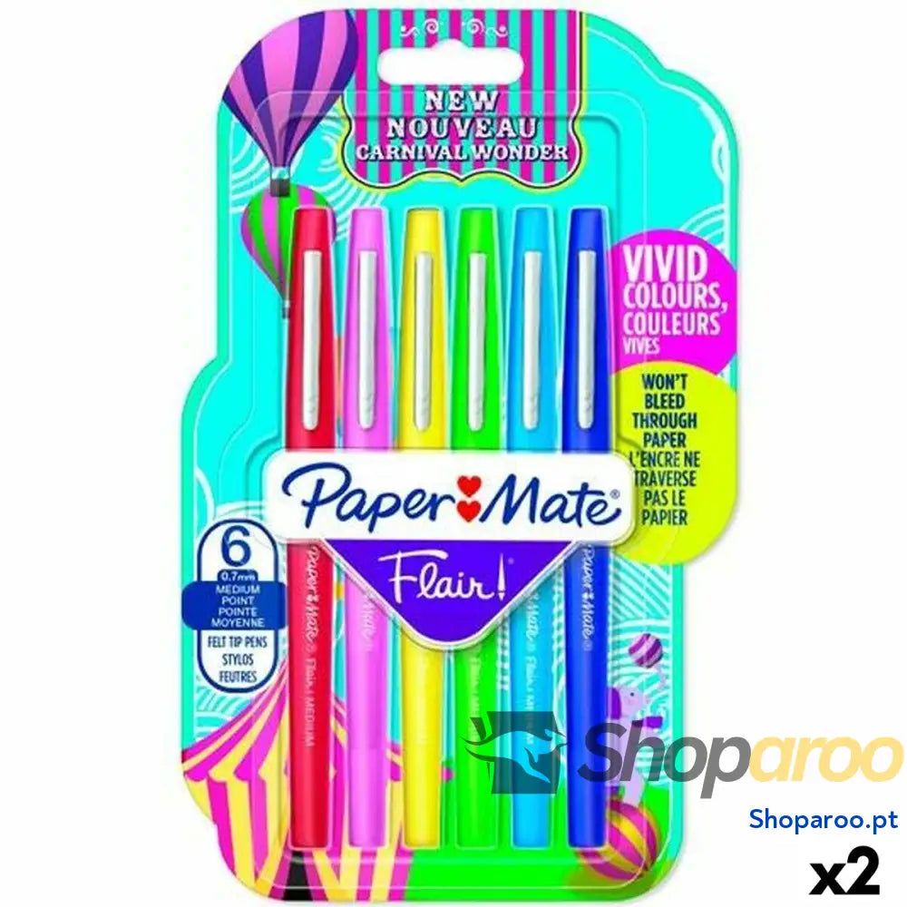 Conjunto de Canetas de Feltro Paper Mate Flair Multicolor 6 Peças (2 Unidades)
