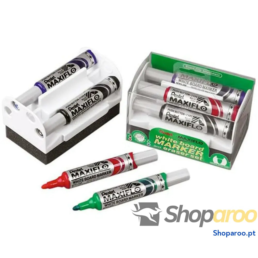 Conjunto de Canetas de Feltro Pentel Maxiflo Apagador de quadro