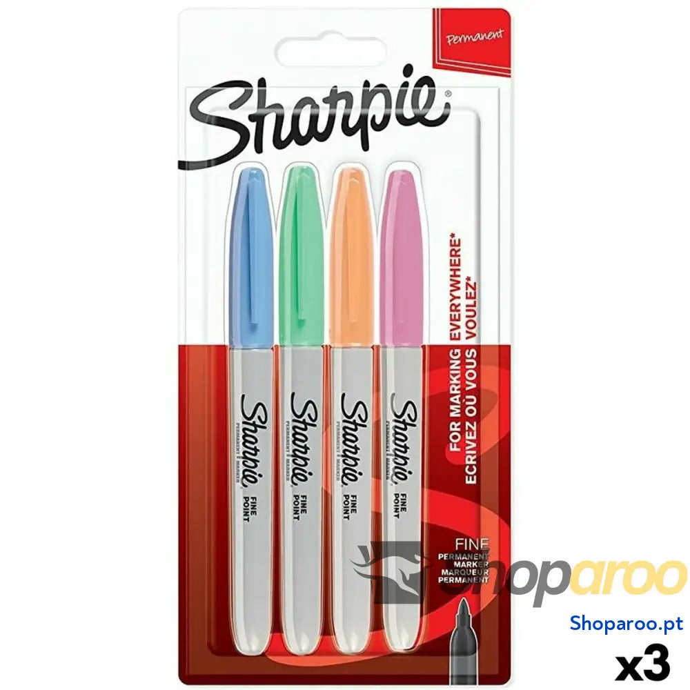 Conjunto de Canetas de Feltro Sharpie 4 Peças Multicolor (3 Unidades)