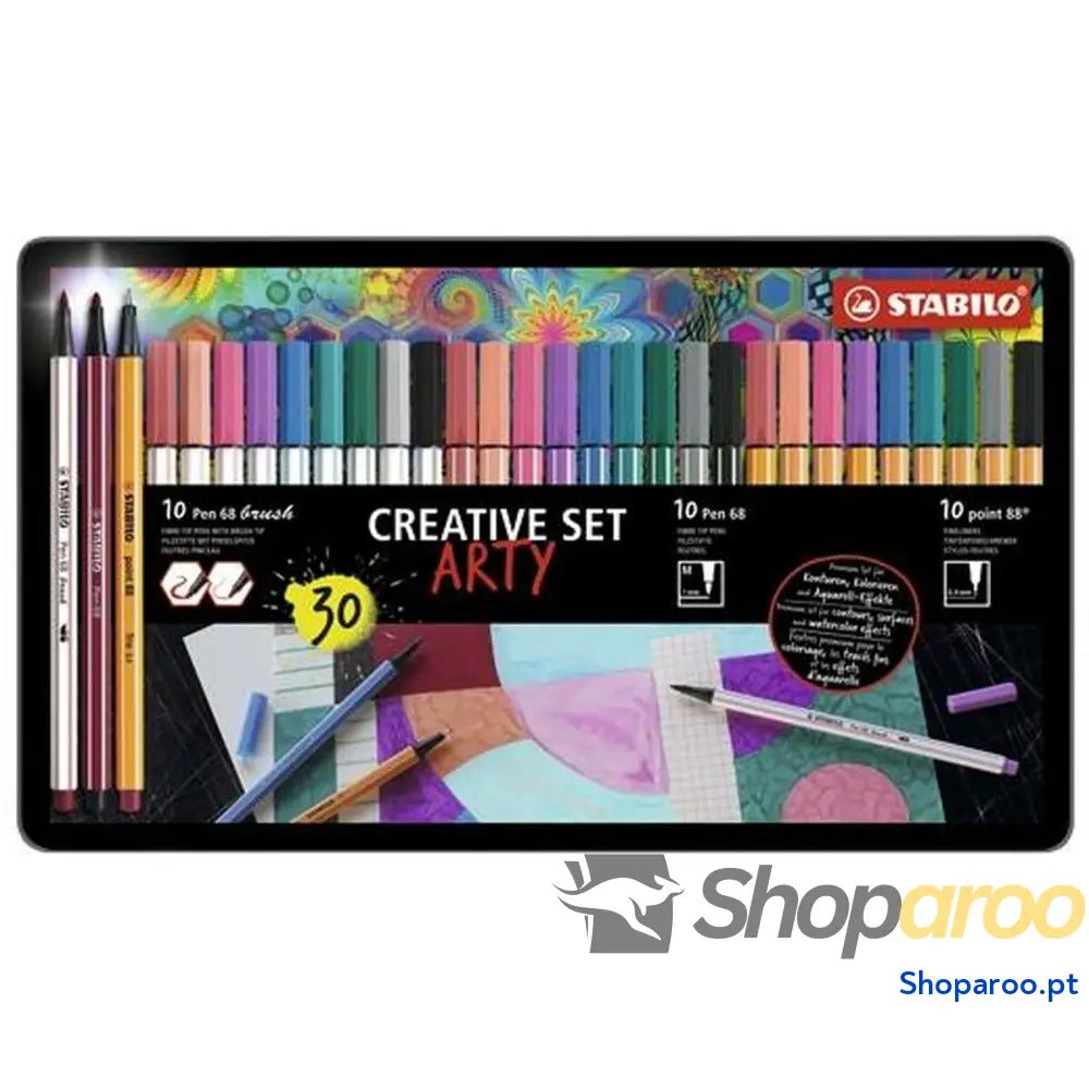 Conjunto de Canetas de Feltro Stabilo Arty Multicolor 30 Peças