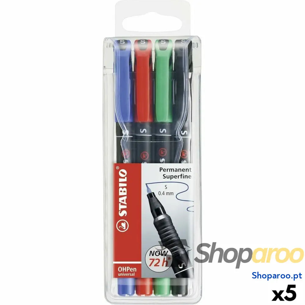 Conjunto de Canetas de Feltro Stabilo OHPEN UNIVERSAL Multicolor 0,4 mm 4 Peças (5 Unidades)