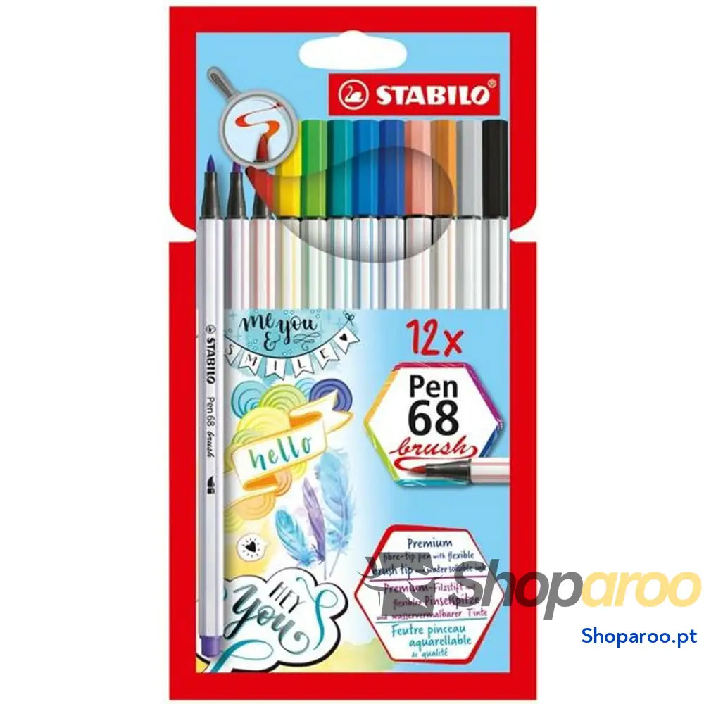 Conjunto de Canetas de Feltro Stabilo Pen 68 Brush 12 Peças Multicolor