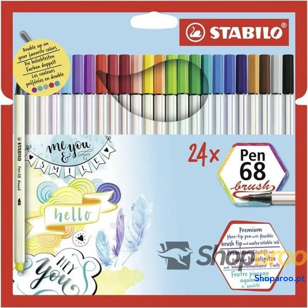 Conjunto de Canetas de Feltro Stabilo Pen 68 brush Estojo Multicolor