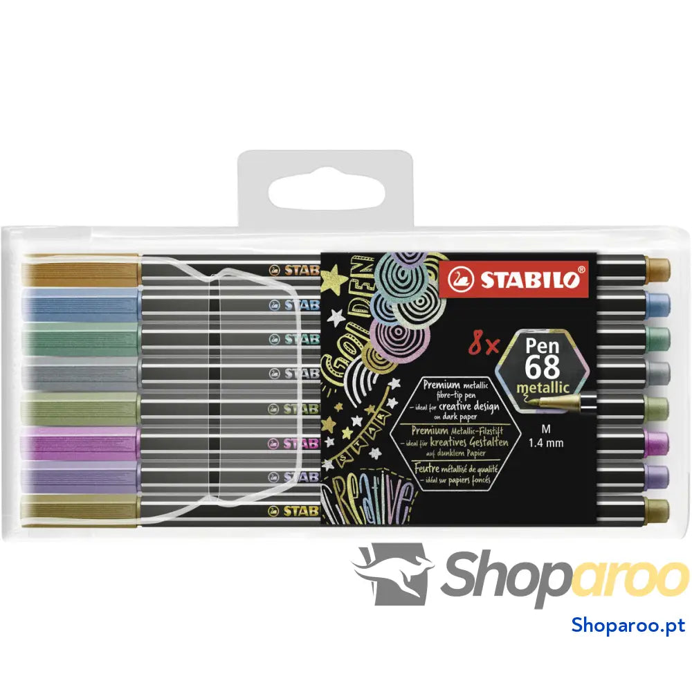 Conjunto de Canetas de Feltro Stabilo Pen 68 metallic 8 Peças Multicolor
