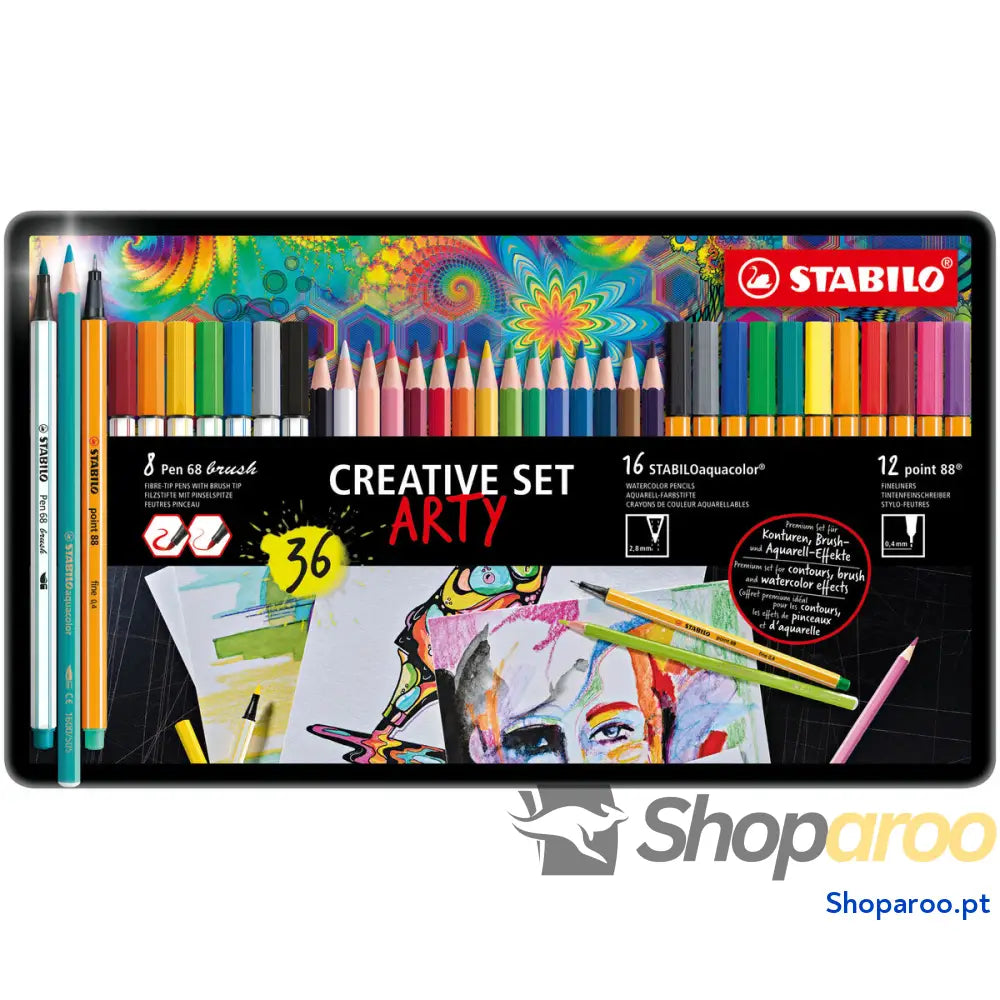 Conjunto de Canetas Feltro Stabilo Point 88 - Pen 68 Brusht - Aquacolor Multicolor