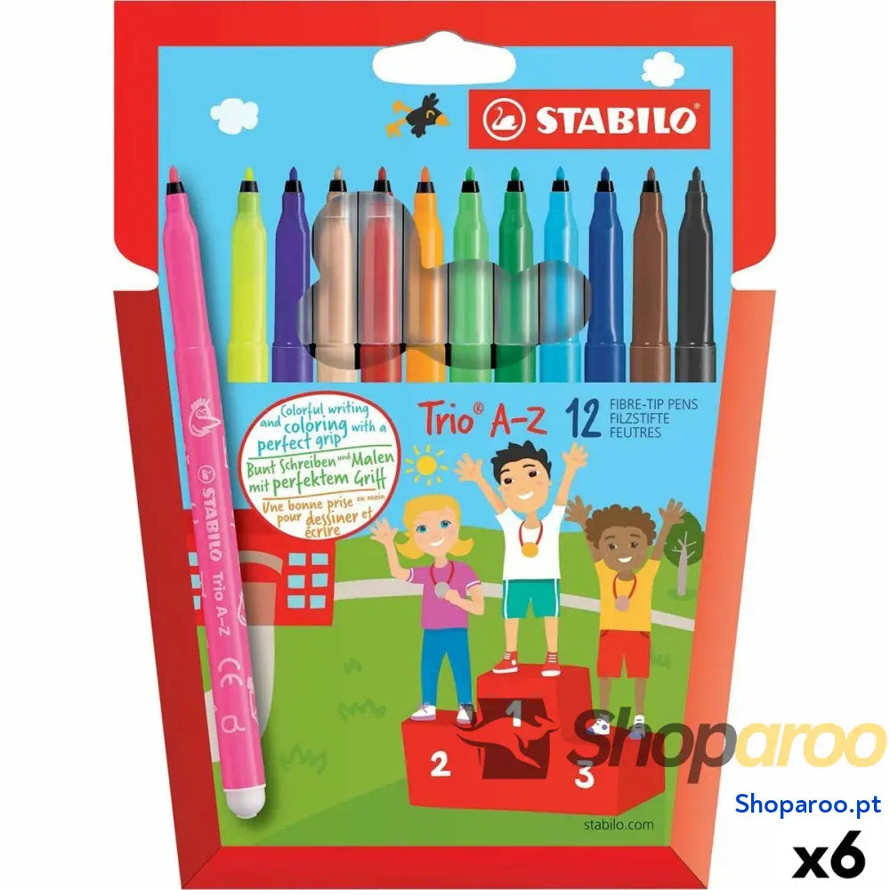 Conjunto de Canetas de Feltro Stabilo Trio AZ Multicolor (6 Unidades)