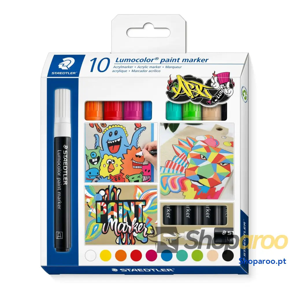 Conjunto de Canetas de Feltro Staedtler Lumocolor 349 10 Peças Multicolor