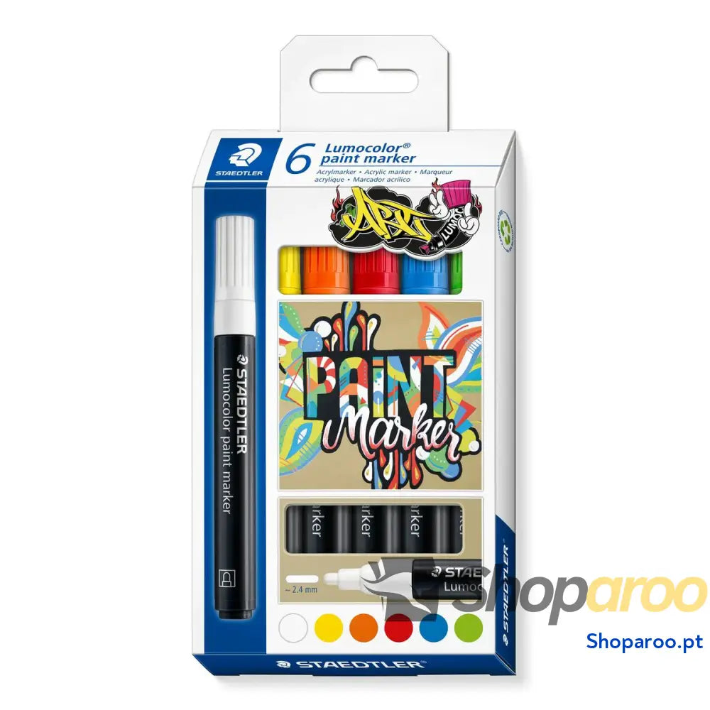 Conjunto de Canetas de Feltro Staedtler Lumocolor 349 6 Peças Multicolor