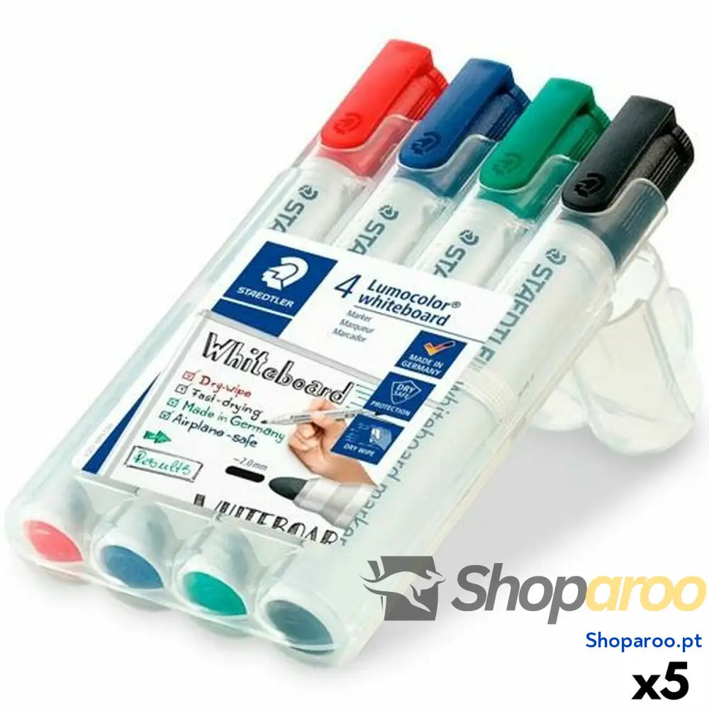 Conjunto de Canetas de Feltro Staedtler Lumocolor Ardósia branca 4 Peças Multicolor (5 Unidades)