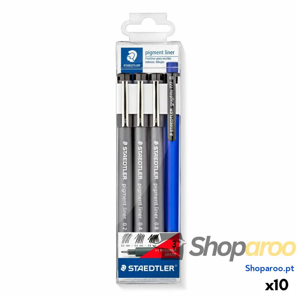 Conjunto de Canetas de Feltro Staedtler Preto (10 Unidades)