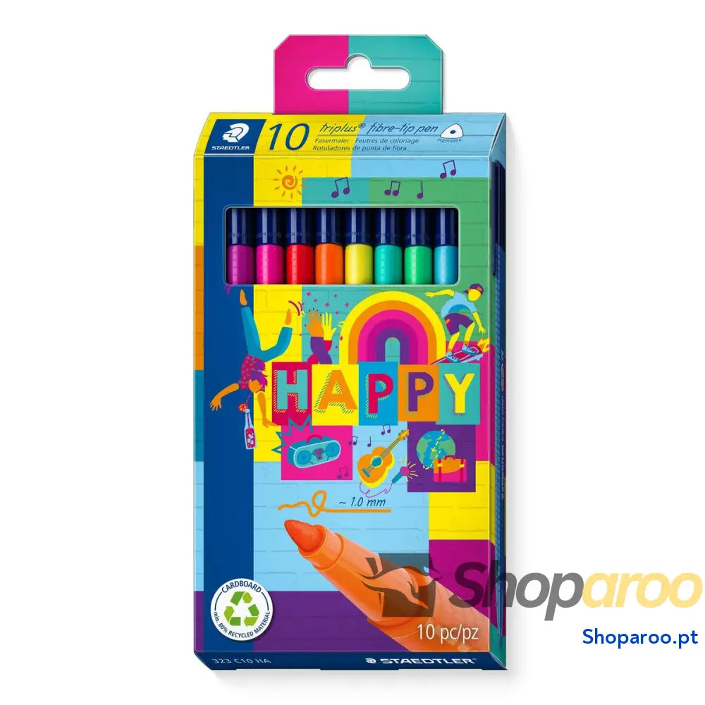 Conjunto de Canetas de Feltro Staedtler Triplus 10 Peças Multicolor
