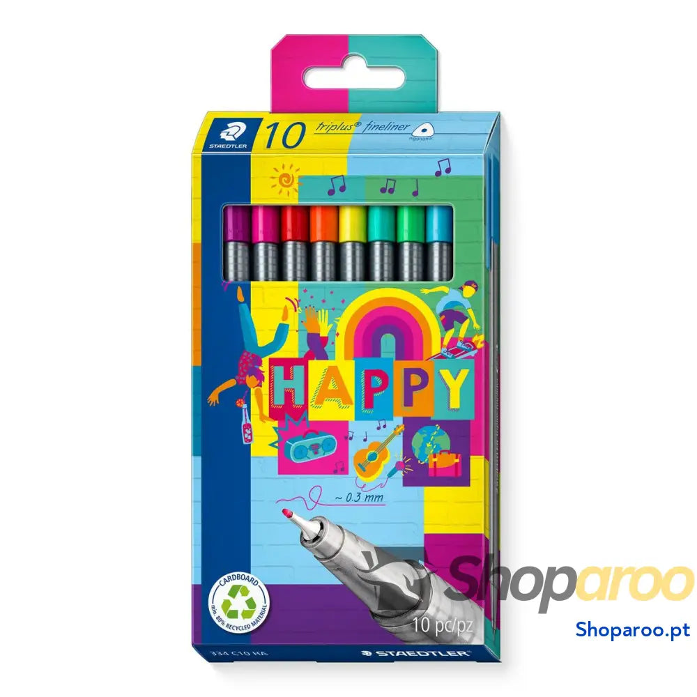 Conjunto de Canetas de Feltro Staedtler Triplus Fineliner 334 10 Peças Multicolor
