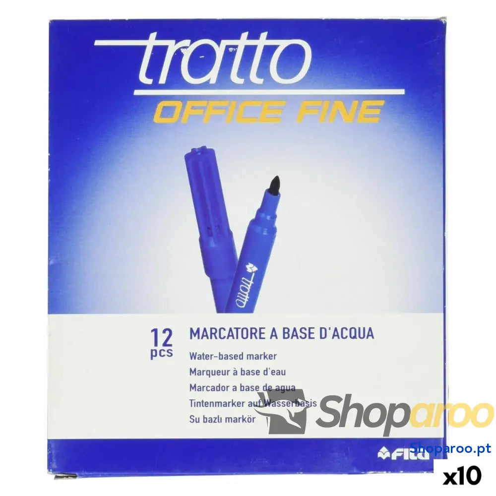 Conjunto de Canetas de Feltro Tratto Office Fine Azul (10 Unidades)