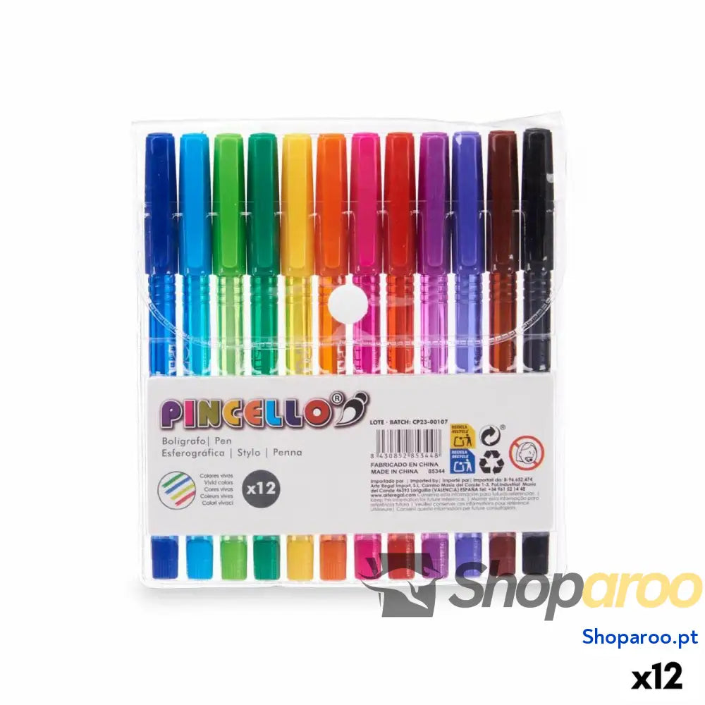 Conjunto de Canetas Pincello 478 Amarelo Azul Vermelho Verde Multicolor Laranja (12 Unidades)