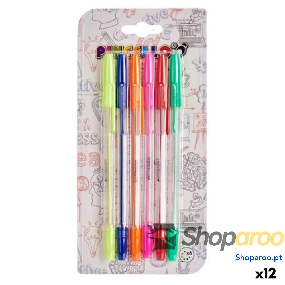 Conjunto de Canetas Pincello 492 Amarelo Azul Vermelho Verde Multicolor Laranja (12 Unidades)