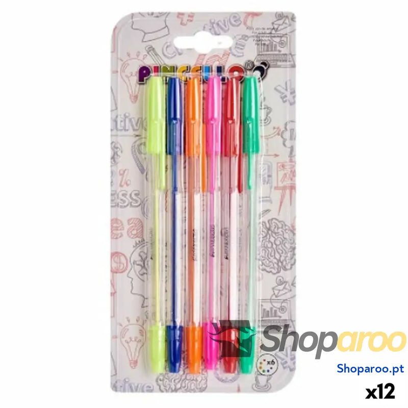 Conjunto de Canetas Pincello 492 Amarelo Azul Vermelho Verde Multicolor Laranja (12 Unidades)