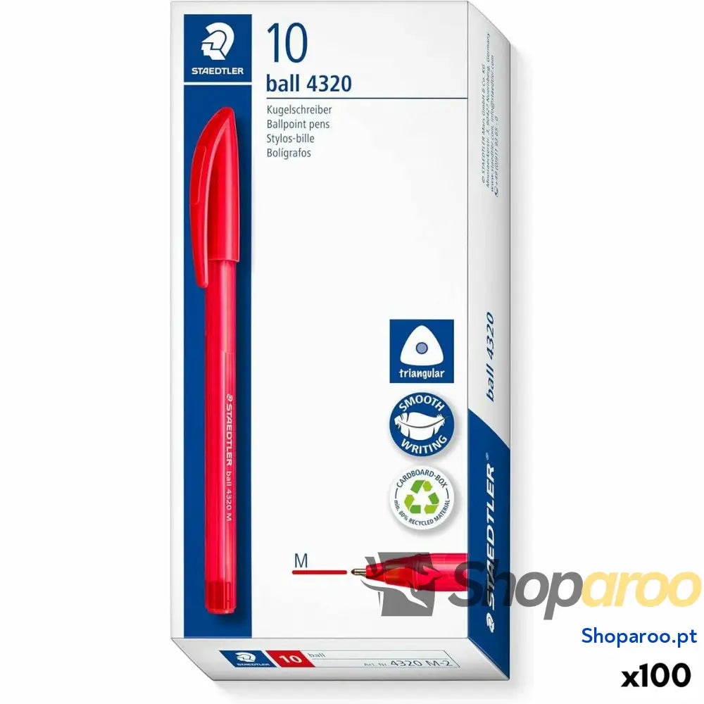 Conjunto de Canetas Staedtler Ball 4320 Vermelho 1 mm (100 Unidades)
