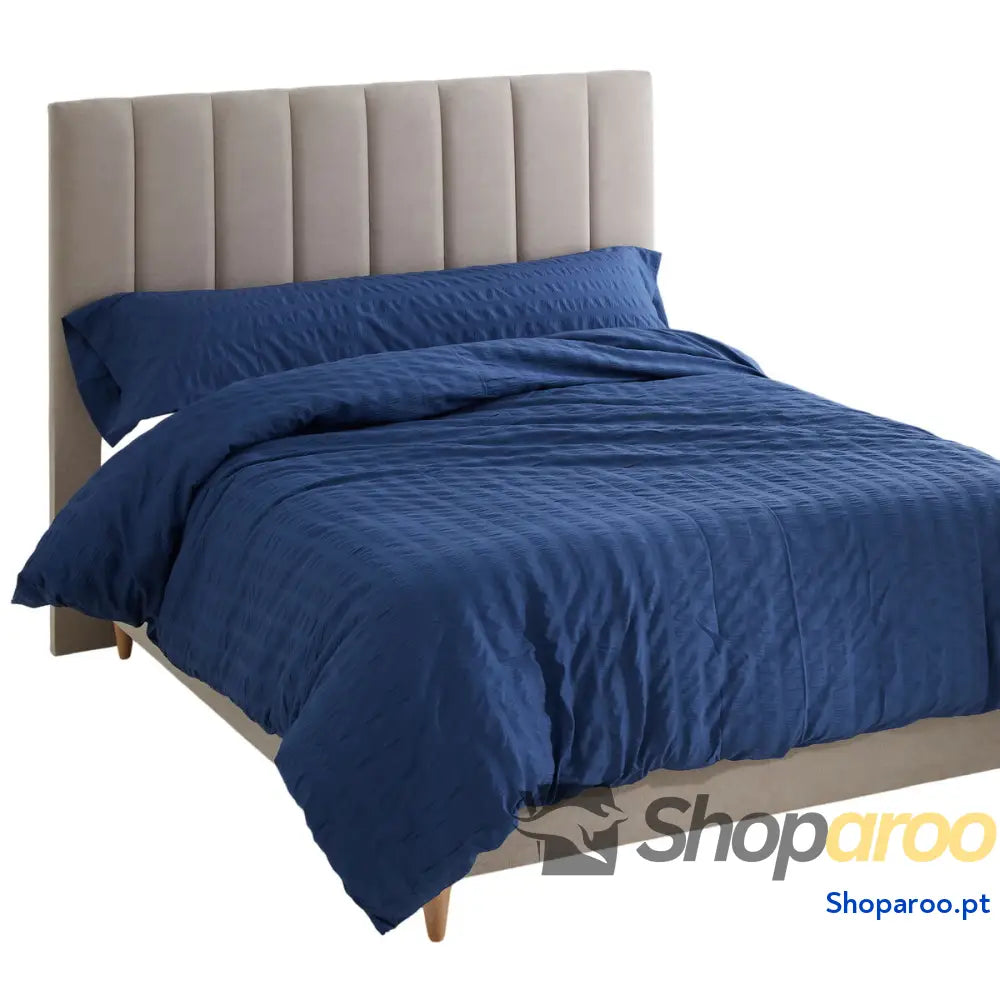 Conjunto de capa de edredom Alexandra House Living Amán Azul Solteiro 2 Peças
