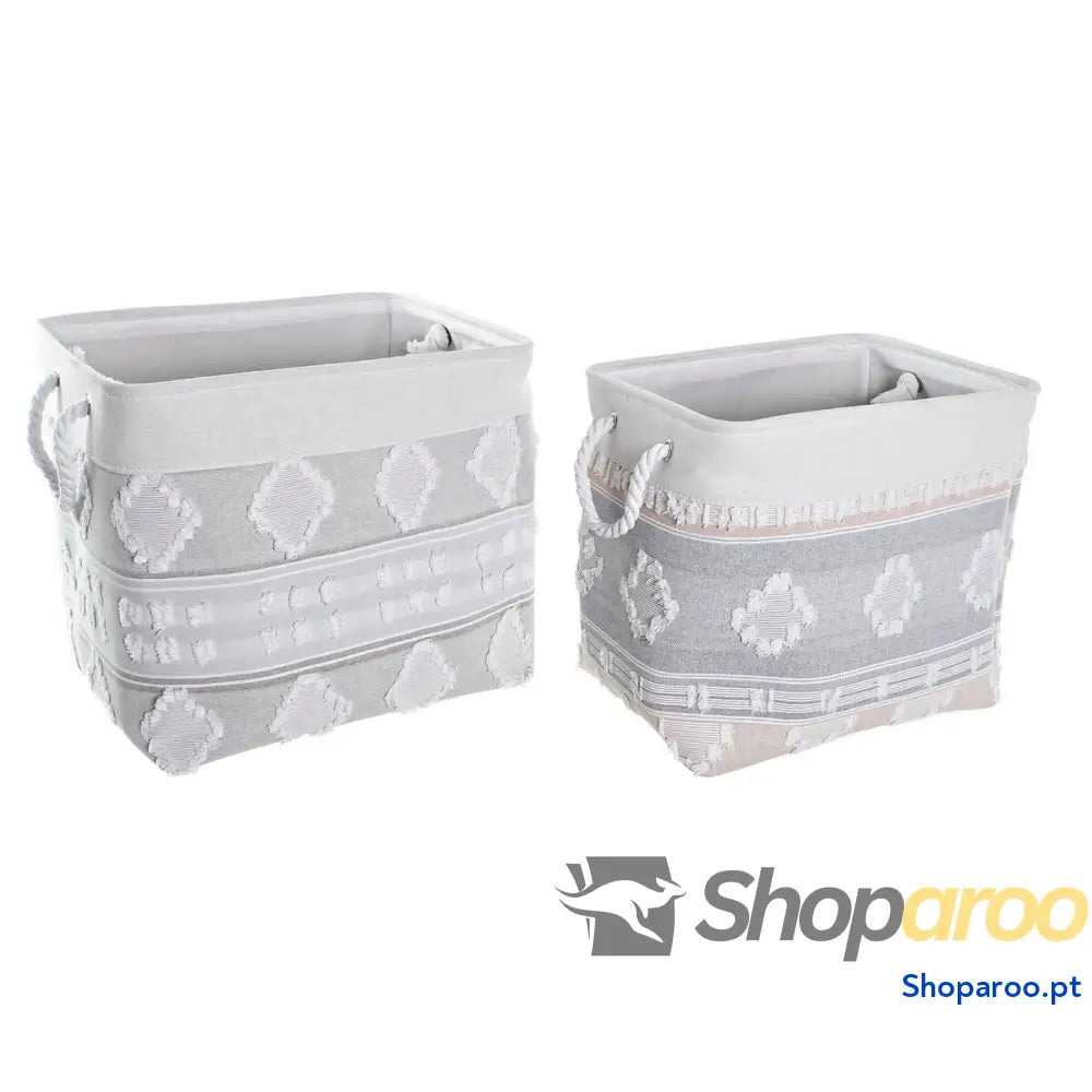 Conjunto de Cestas DKD Home Decor 45 x 35 40 cm Cinzento
