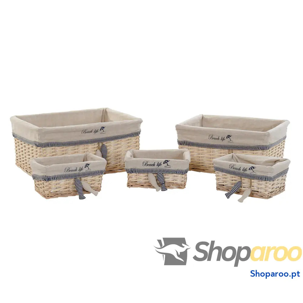 Conjunto de Cestas DKD Home Decor Espirais Mediterrâneo 48 x 38 13 cm