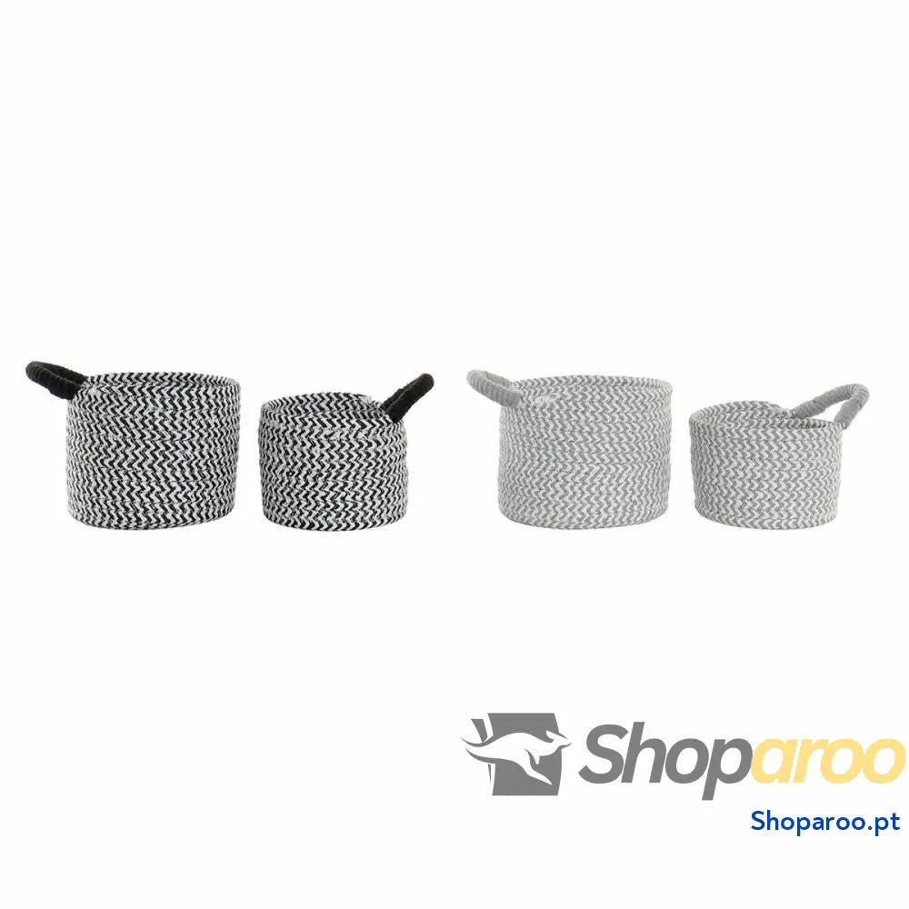 Conjunto de Cestas DKD Home Decor Fibra natural 18 x 14 cm