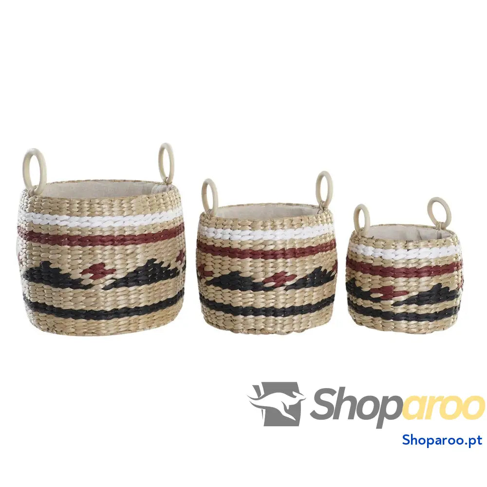 Conjunto de Cestas DKD Home Decor Fibra natural 30 x 25 cm Colonial