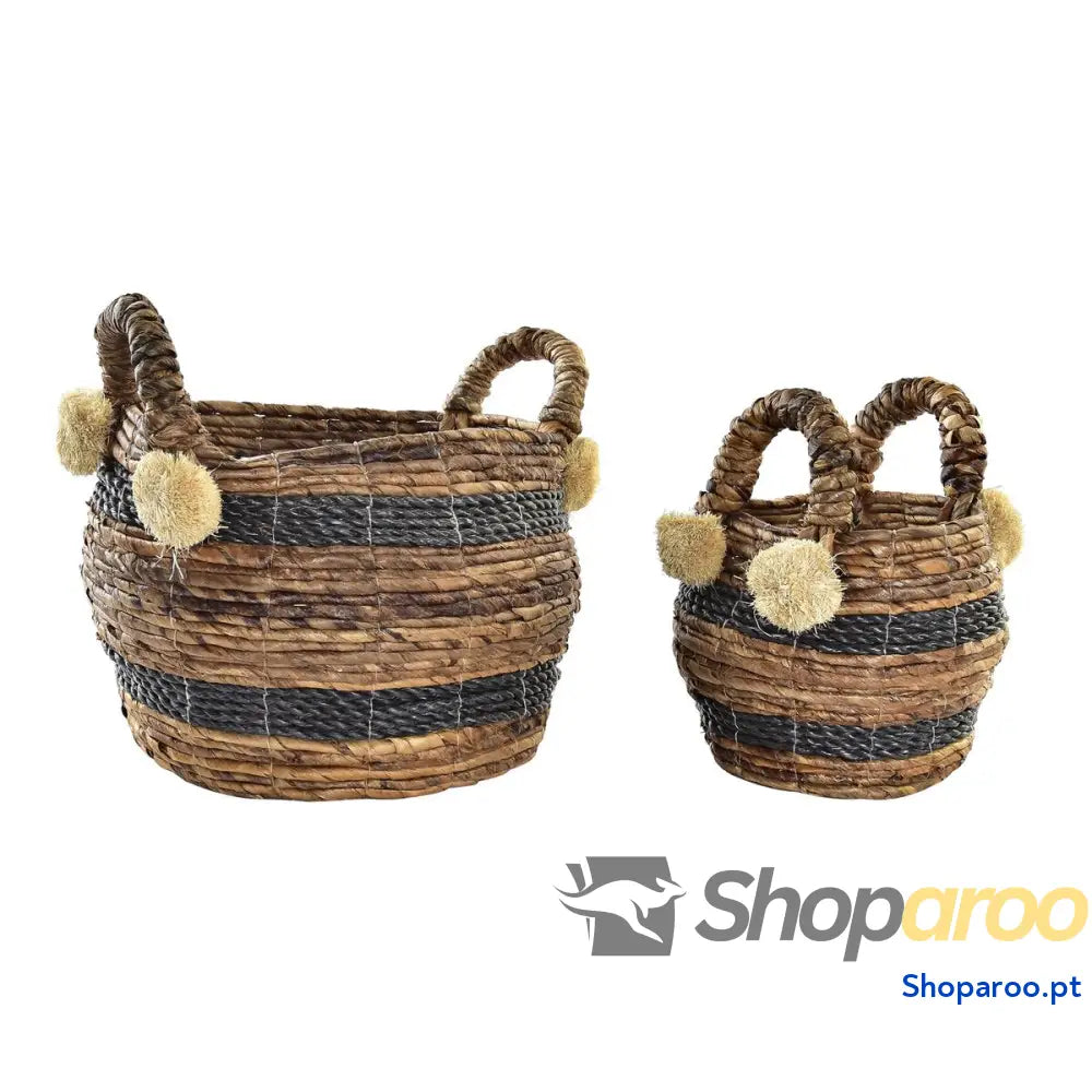 Conjunto de Cestas DKD Home Decor Fibra natural 31 x 33 cm Colonial
