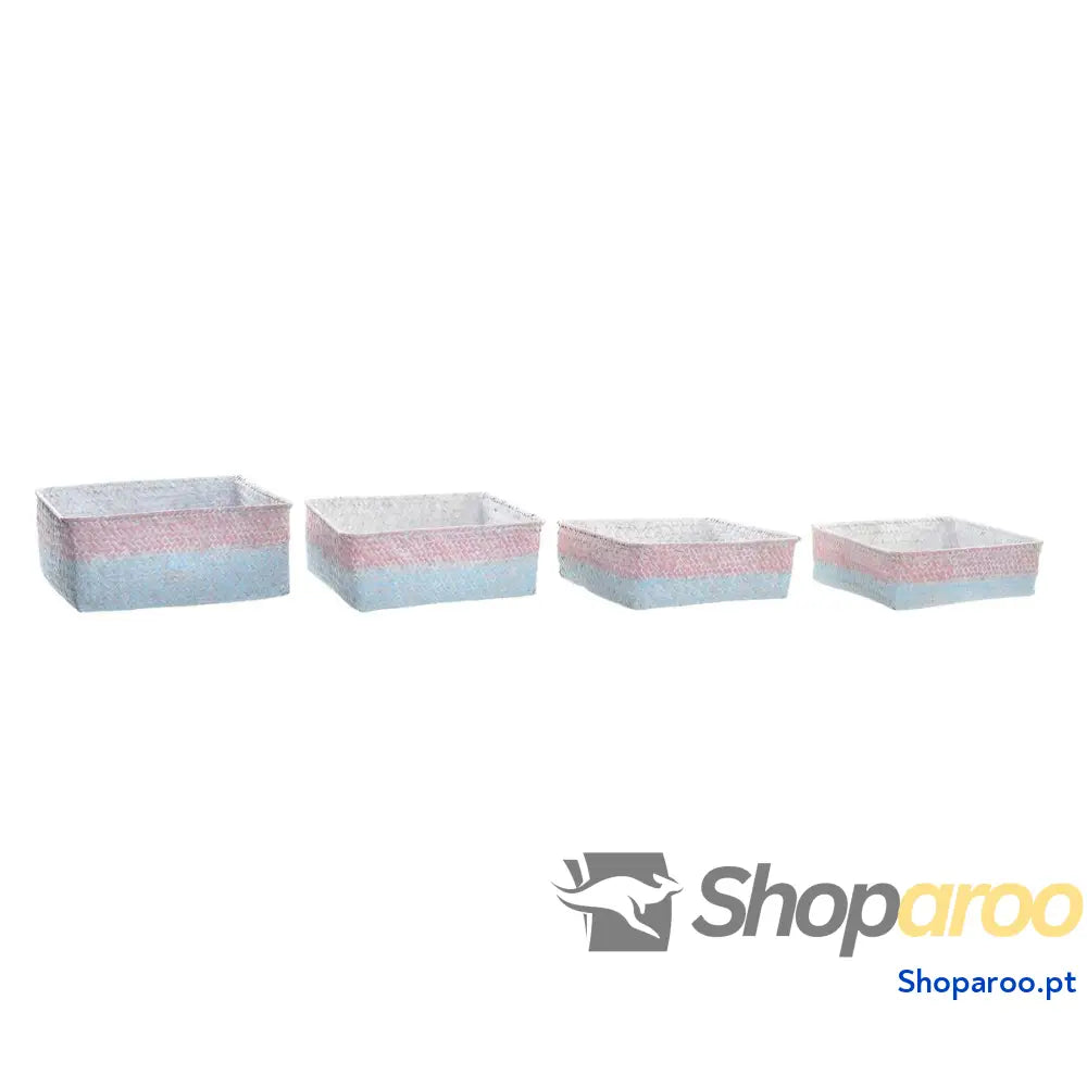 Conjunto de Cestas DKD Home Decor Fibra natural Mediterrâneo Boho 26 x 9 cm 8,5