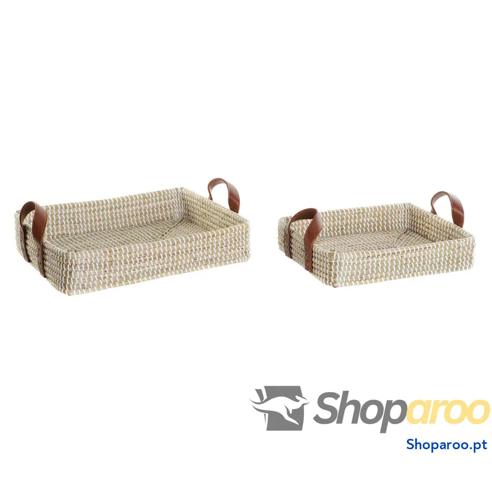 Conjunto de Cestas DKD Home Decor Fibra natural Natural Urbana 41 x 32 9 cm