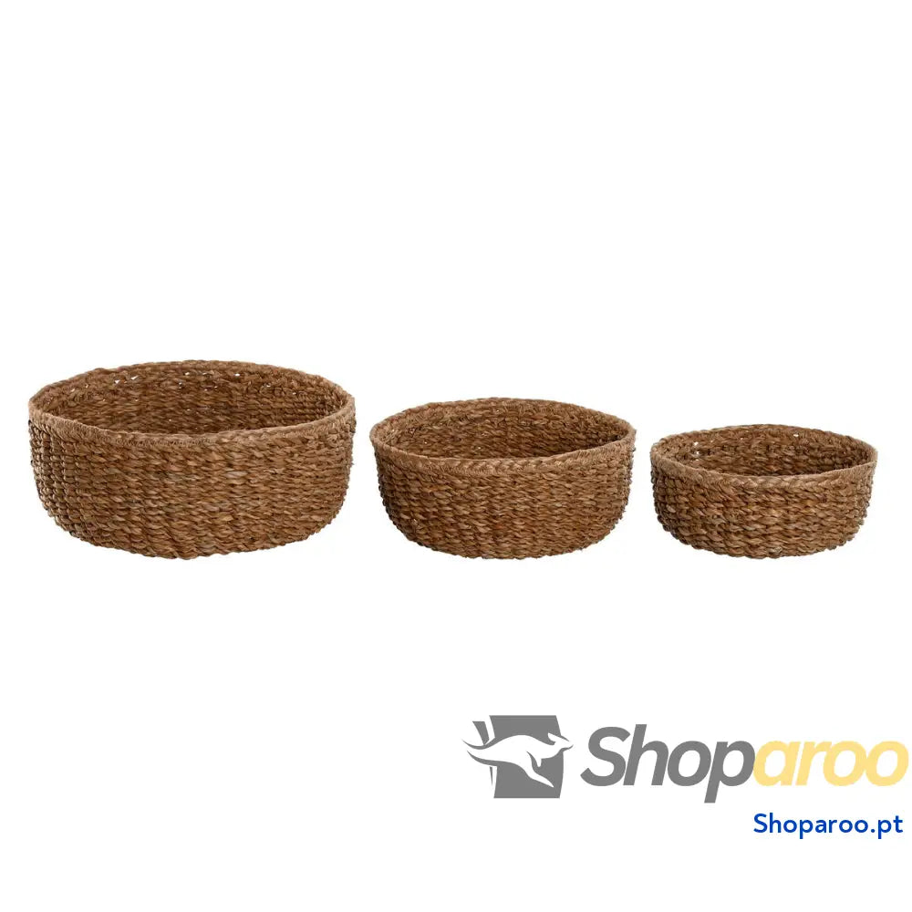 Conjunto de Cestas Home ESPRIT Fibra natural Boho 30 x 13 cm