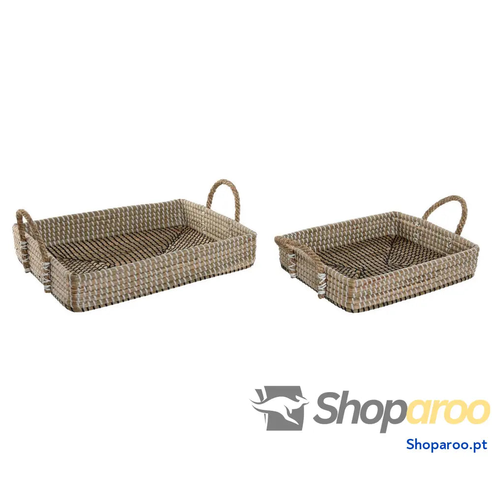 Conjunto de Cestas Home ESPRIT Fibra natural Natural Urbana 41 x 32 16 cm