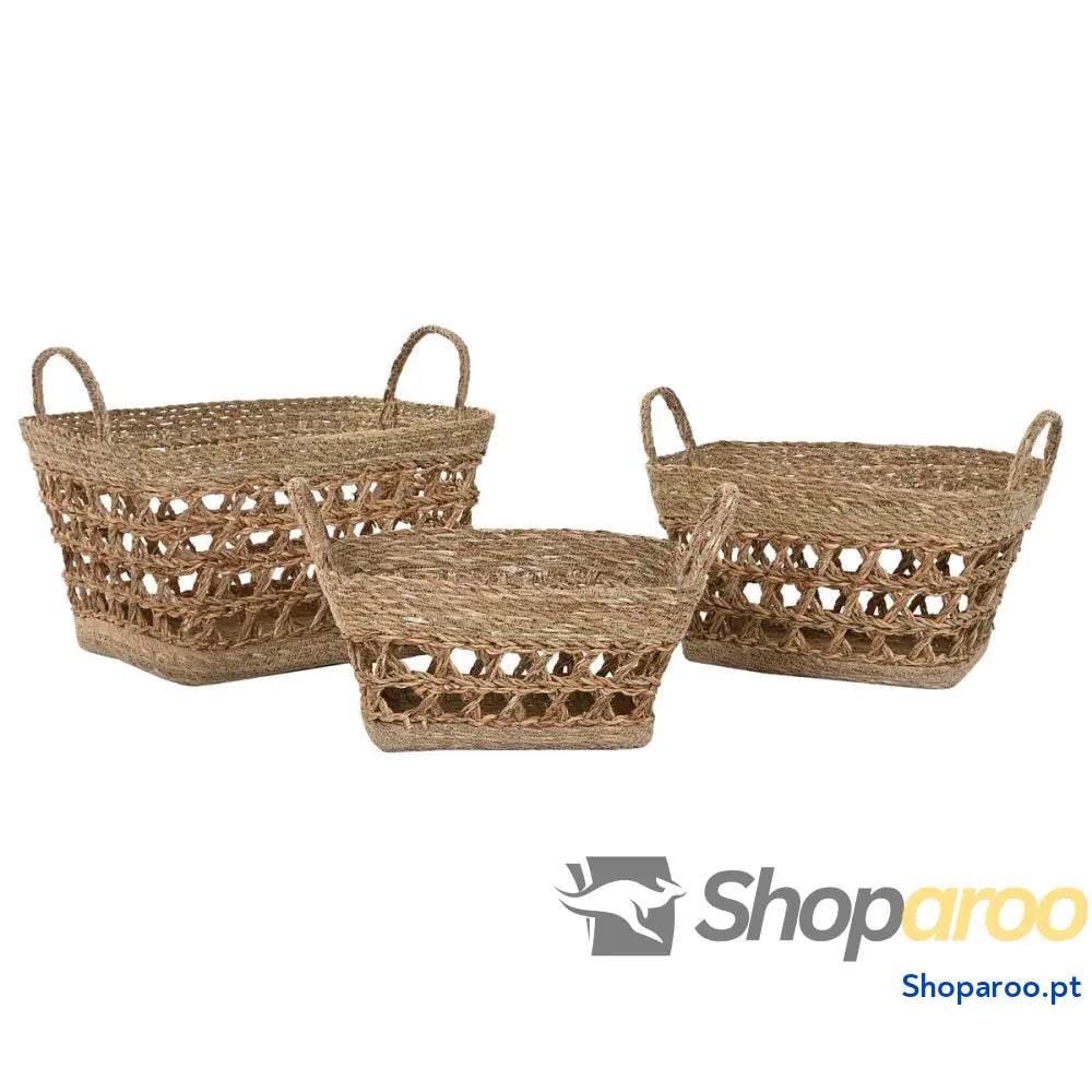 Conjunto de Cestas Home ESPRIT Zostera marina Tropical 45 x 35 cm