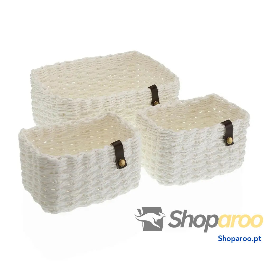 Conjunto de Cestas Versa 19 x 12 26 cm Branco