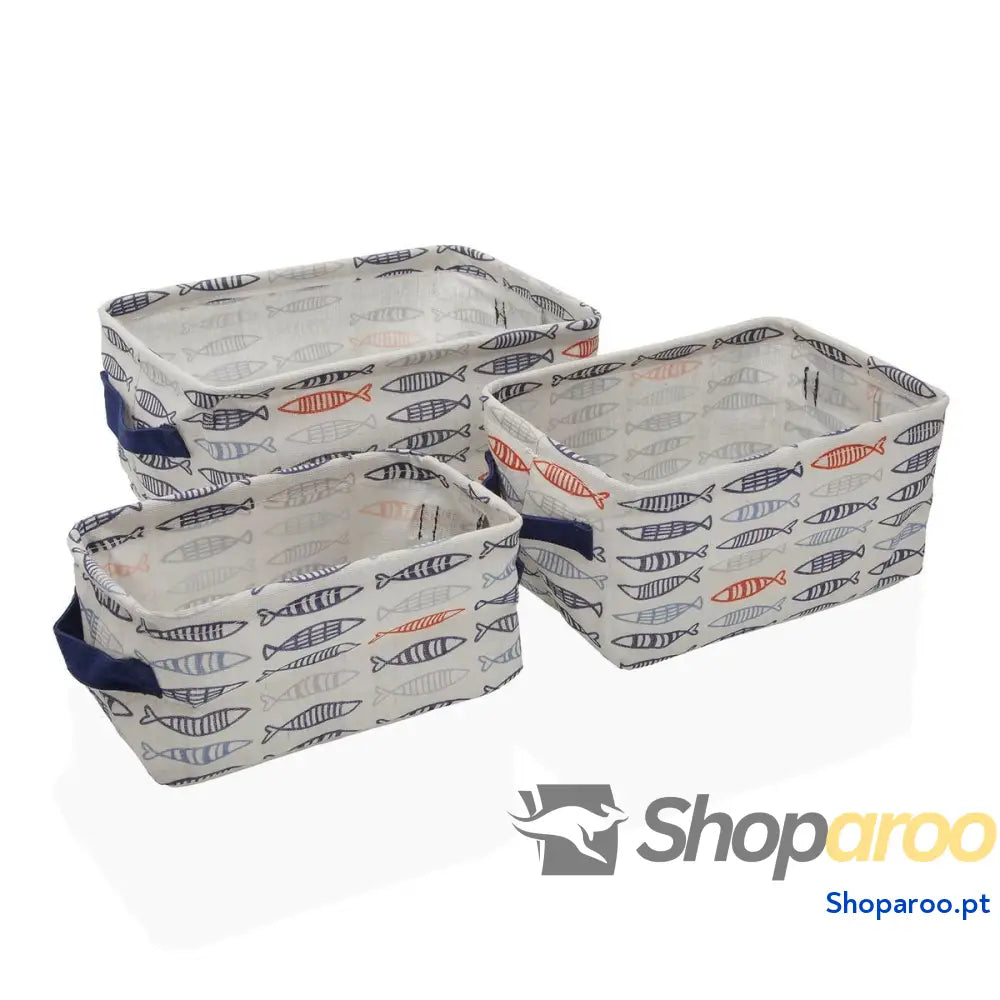 Conjunto de Cestas Versa 28 x 18 14 cm Peixes Retangular