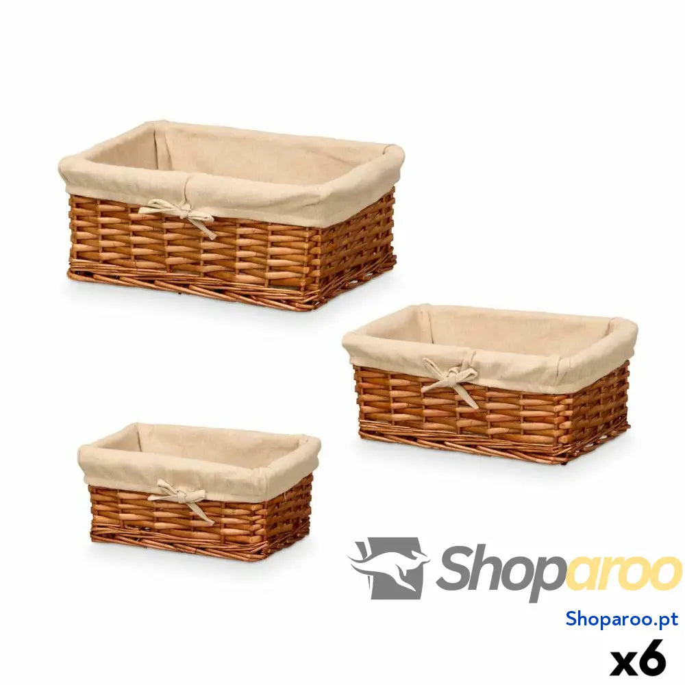Conjunto de Cestos Kipit HX31033S/3 Poliéster vime 50 % algodão 39 x 16,5 29 cm 3 Peças