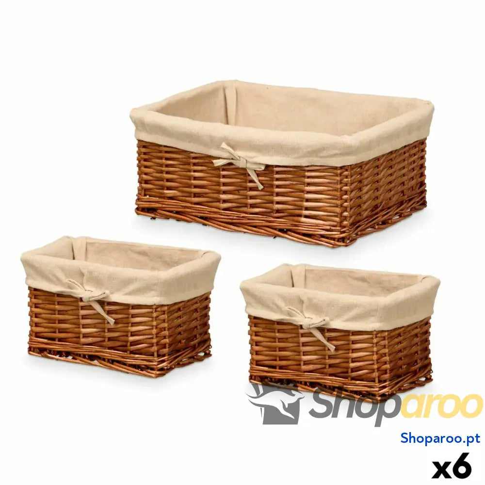 Conjunto de Cestos Kipit HX31449S/3 Poliéster vime Tecido 50 % algodão 39 x 16 30 cm 3 Peças
