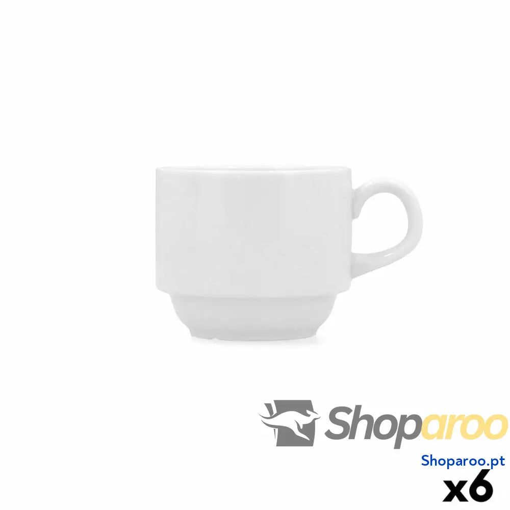 Conjunto de Chávenas Café Bidasoa Glacial Branco Cerâmica 180 ml (6 Unidades)