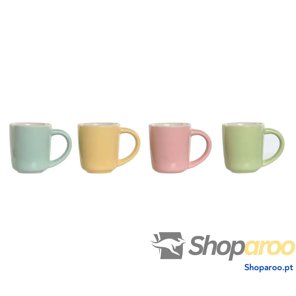 Conjunto de Chávenas Café Home ESPRIT Amarelo Azul Verde Cor Rosa Porcelana 90 ml 4 Peças