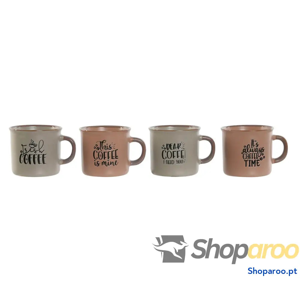 Conjunto de Chávenas Café Home ESPRIT Azul Cor Rosa Grés 180 ml
