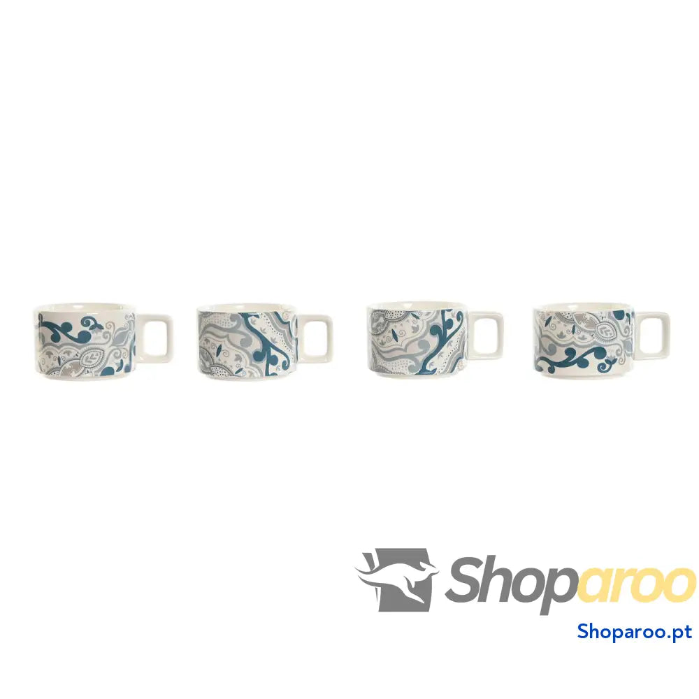 Conjunto de Chávenas Café Home ESPRIT Bege Cinzento Cor Rosa Lilás Metal Bambu Dolomite 260 ml
