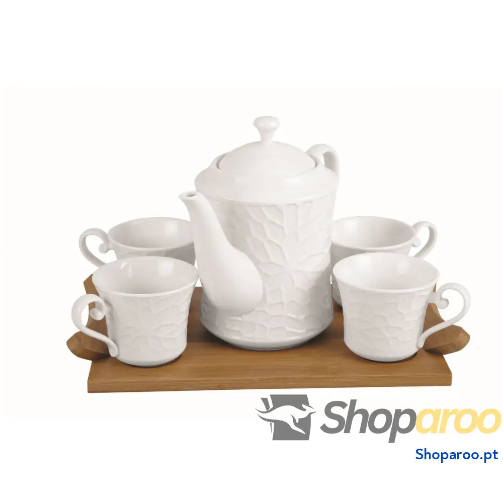 Conjunto de Chávenas Café Home ESPRIT Branco Bambu Porcelana