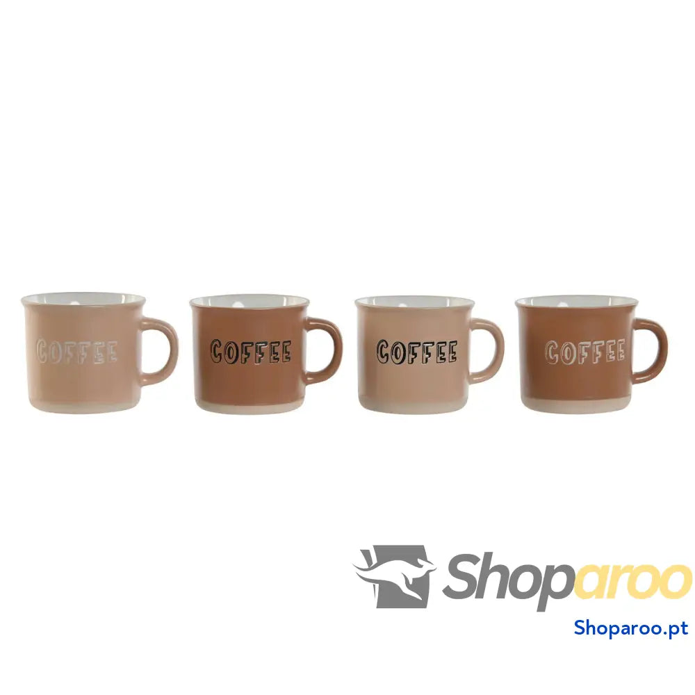 Conjunto de Chávenas Café Home ESPRIT Castanho Grés 180 ml