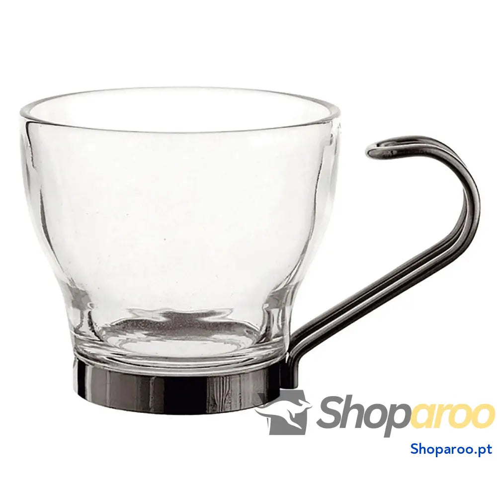 Conjunto de Chávenas Café Quid Supreme Transparente Vidro Aço 110 ml 3 Peças